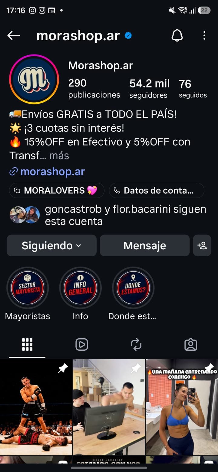 Feed / Reels del Instagram de Morashop